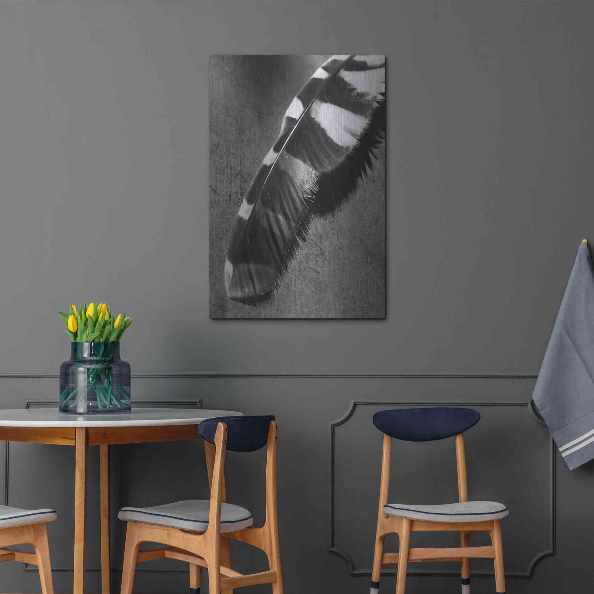 Luxe Metal Art 'Feather Shadow II' by Debra Van Swearingen, Metal Wall Art,24x36