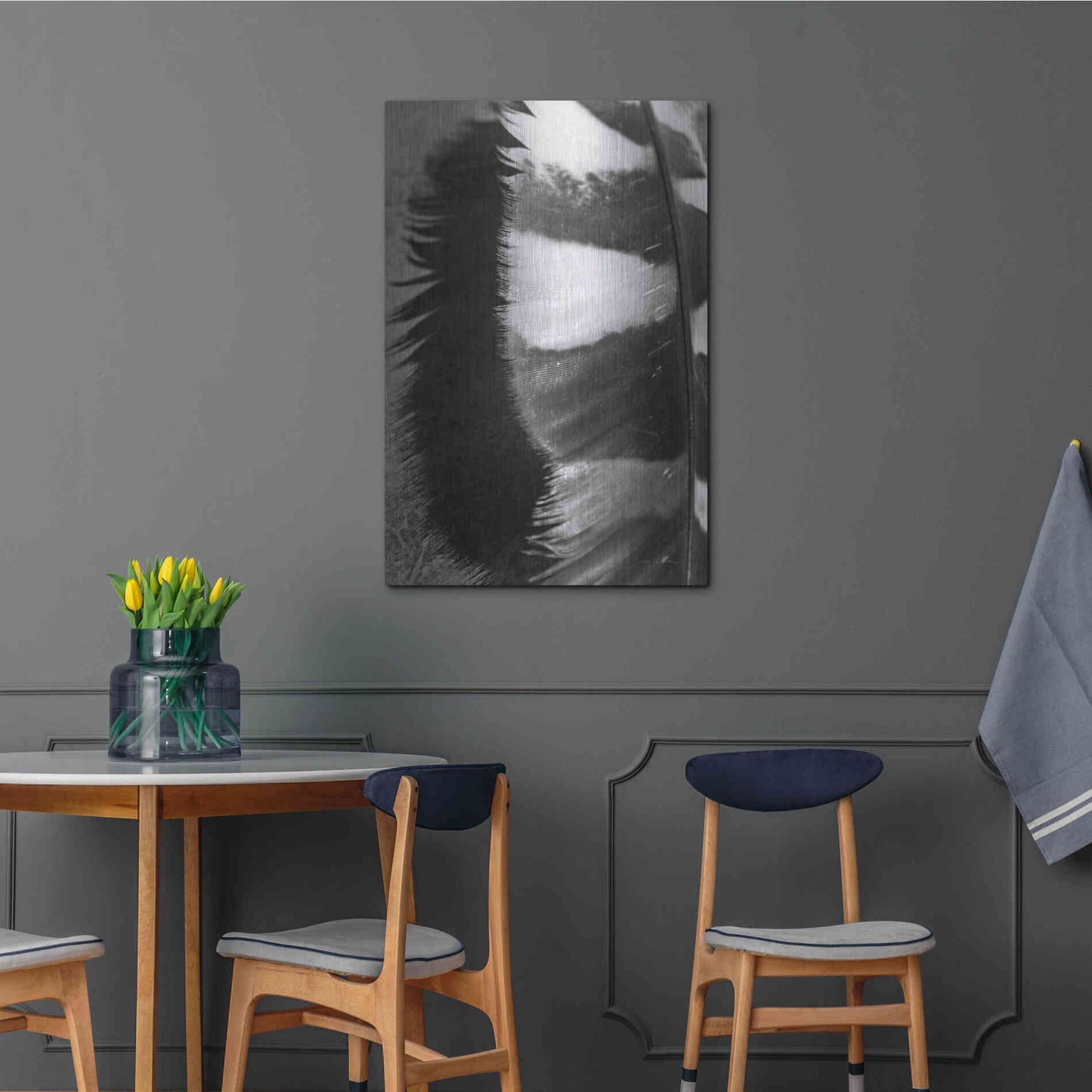 Luxe Metal Art 'Feather Shadow III' by Debra Van Swearingen, Metal Wall Art,24x36