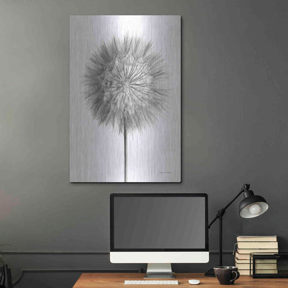 Luxe Metal Art 'Dandelion Fluff on White' by Debra Van Swearingen, Metal Wall Art,24x36