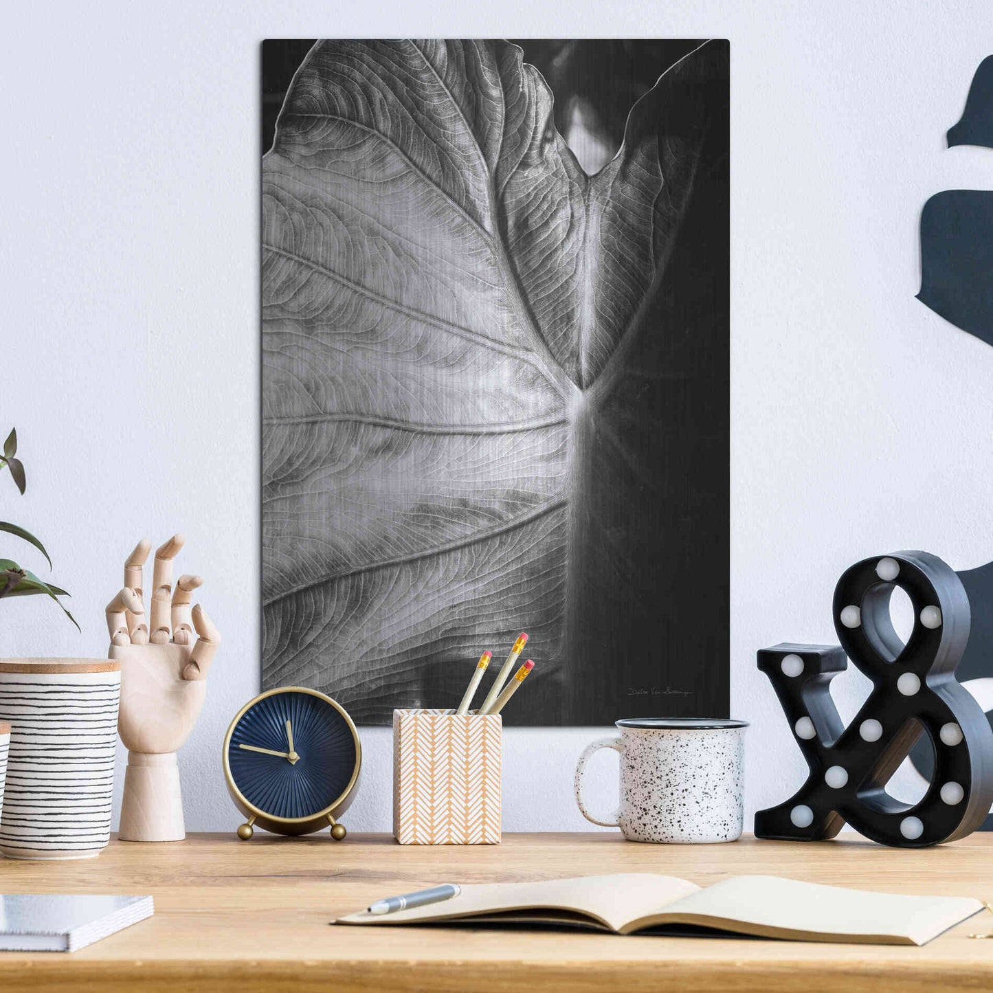 Luxe Metal Art 'Elephant Ear I' by Debra Van Swearingen, Metal Wall Art,12x16