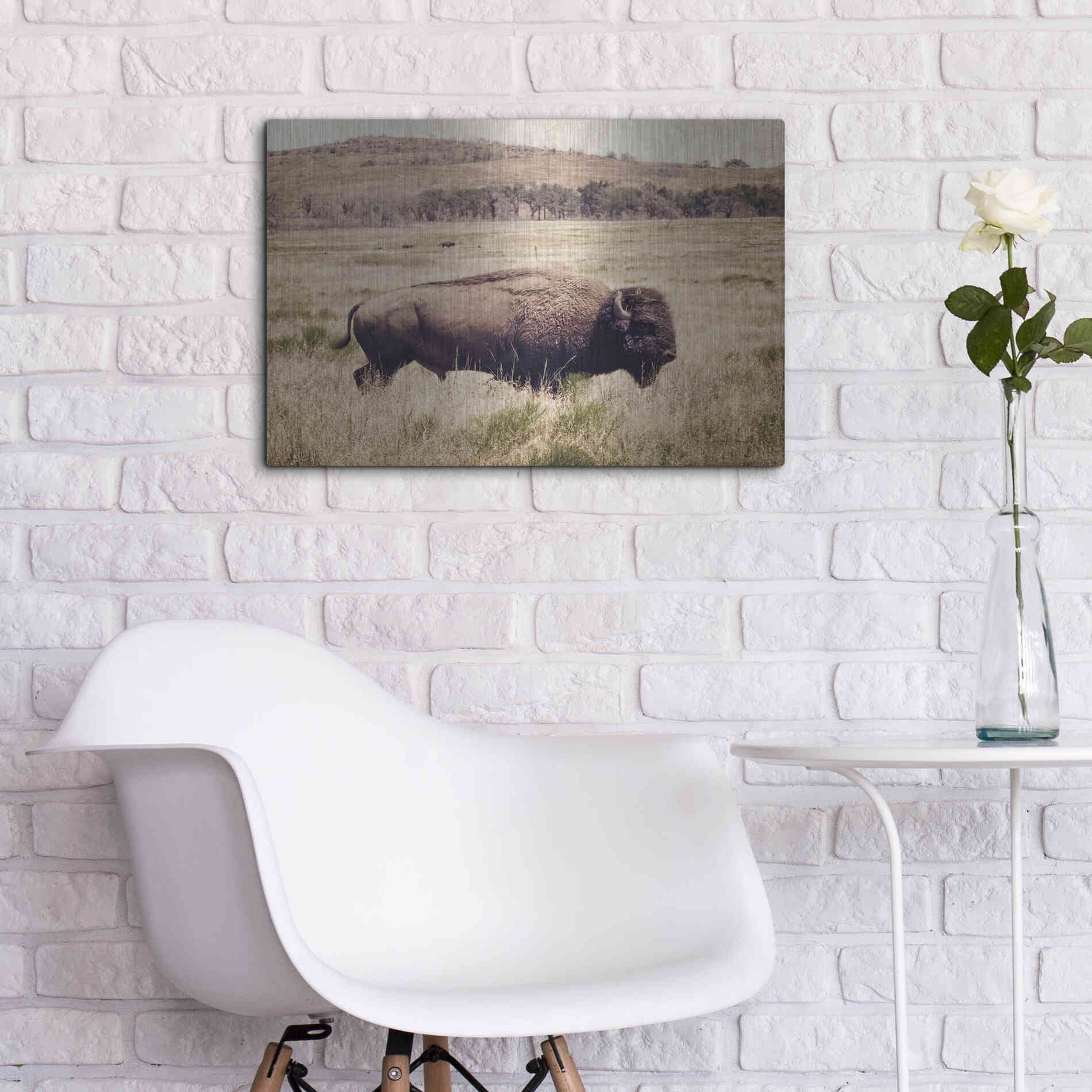Luxe Metal Art 'Buffalo I' by Debra Van Swearingen, Metal Wall Art,24x16