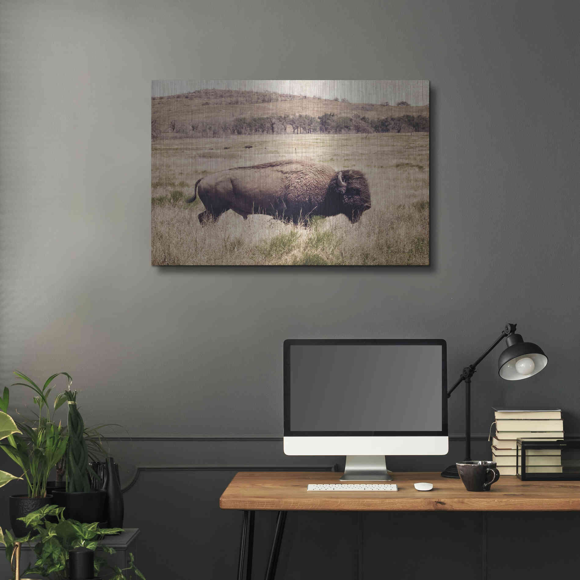 Luxe Metal Art 'Buffalo I' by Debra Van Swearingen, Metal Wall Art,36x24