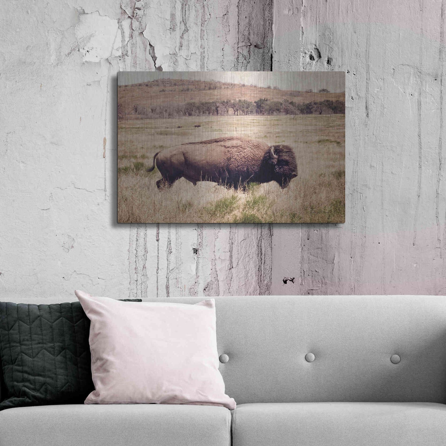 Luxe Metal Art 'Buffalo I' by Debra Van Swearingen, Metal Wall Art,36x24