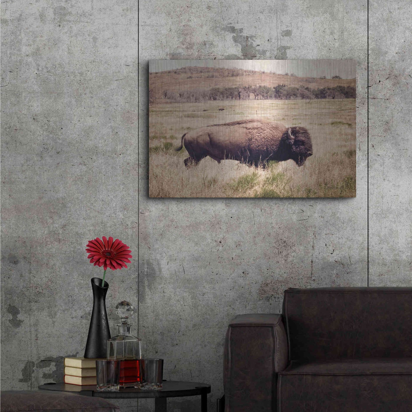 Luxe Metal Art 'Buffalo I' by Debra Van Swearingen, Metal Wall Art,36x24