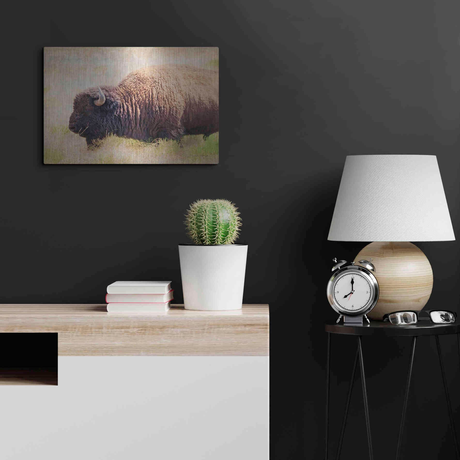 Luxe Metal Art 'Buffalo II' by Debra Van Swearingen, Metal Wall Art,24x16