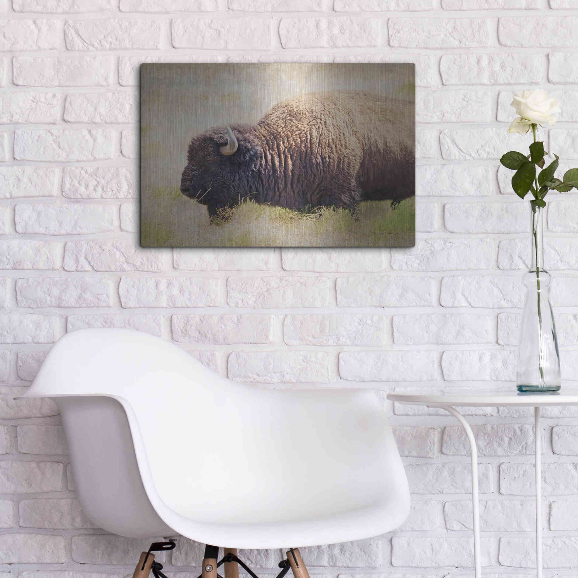 Luxe Metal Art 'Buffalo II' by Debra Van Swearingen, Metal Wall Art,24x16