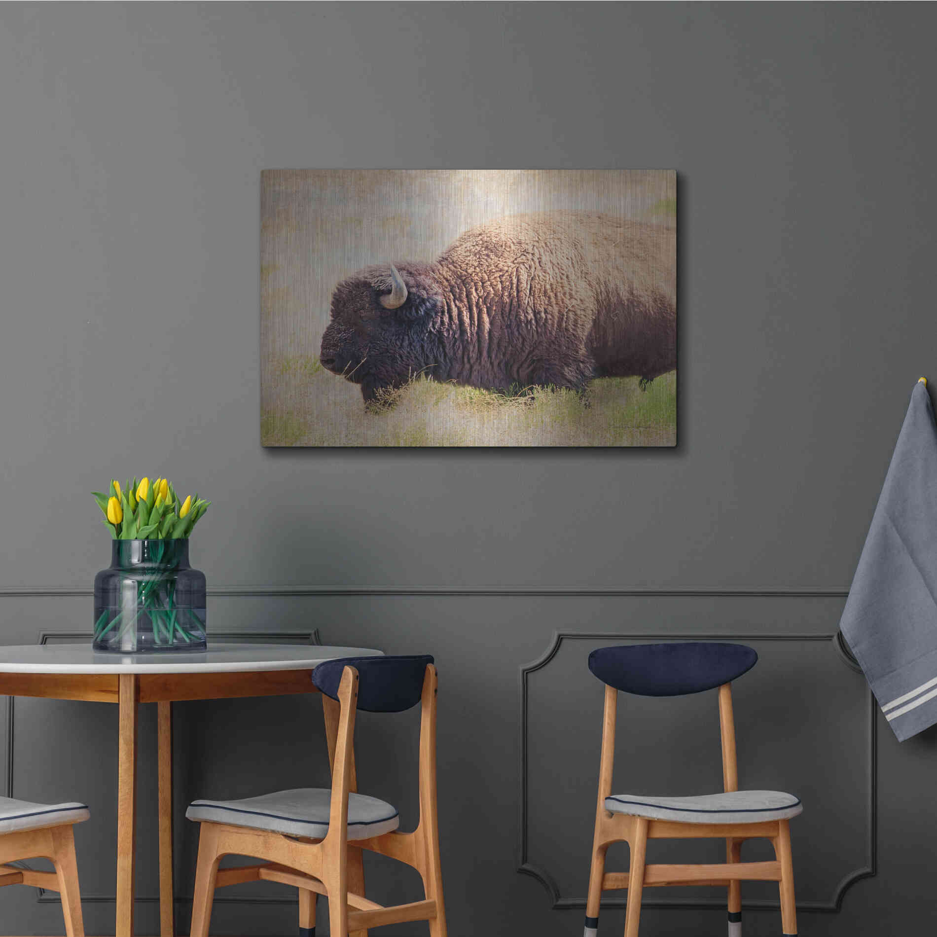 Luxe Metal Art 'Buffalo II' by Debra Van Swearingen, Metal Wall Art,36x24