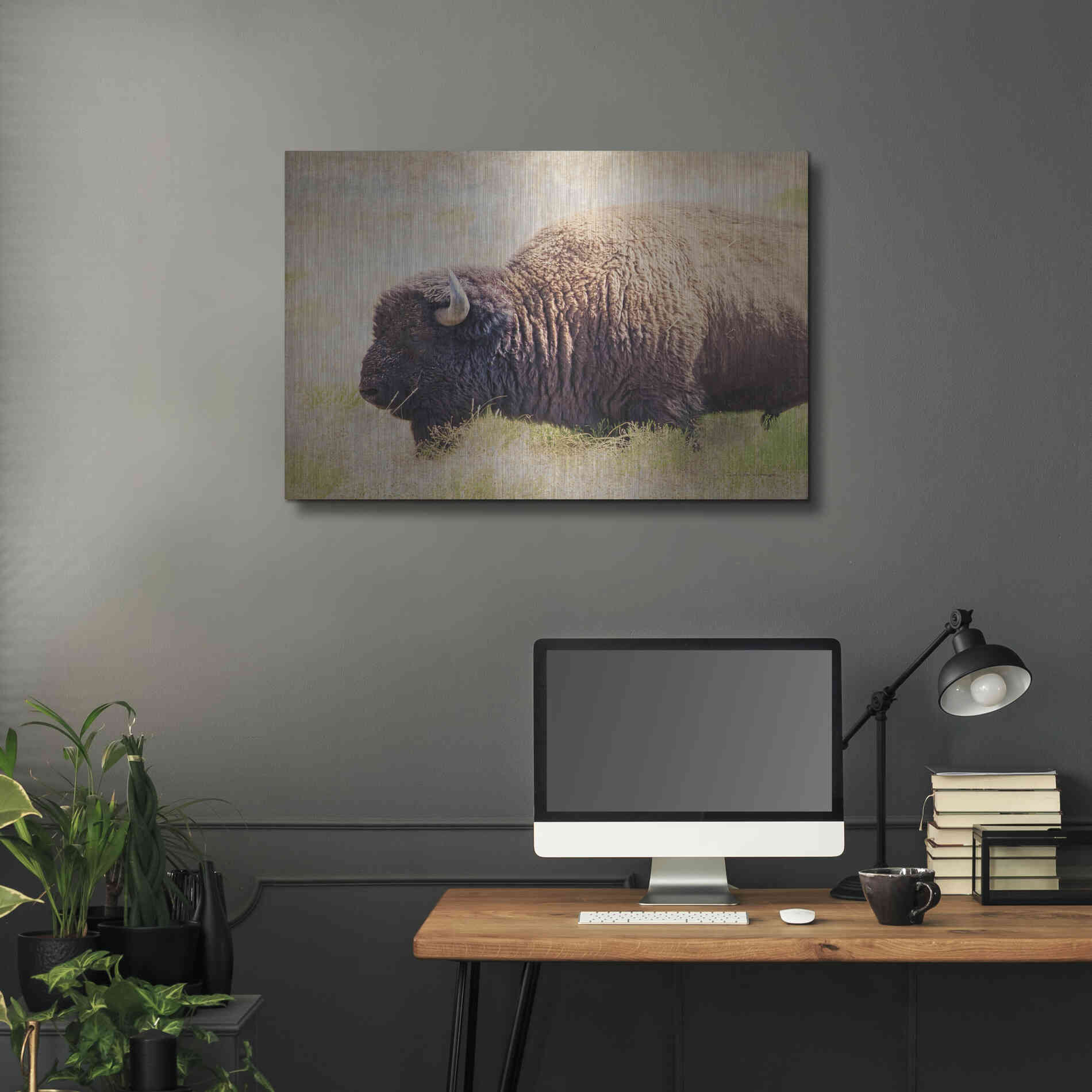 Luxe Metal Art 'Buffalo II' by Debra Van Swearingen, Metal Wall Art,36x24