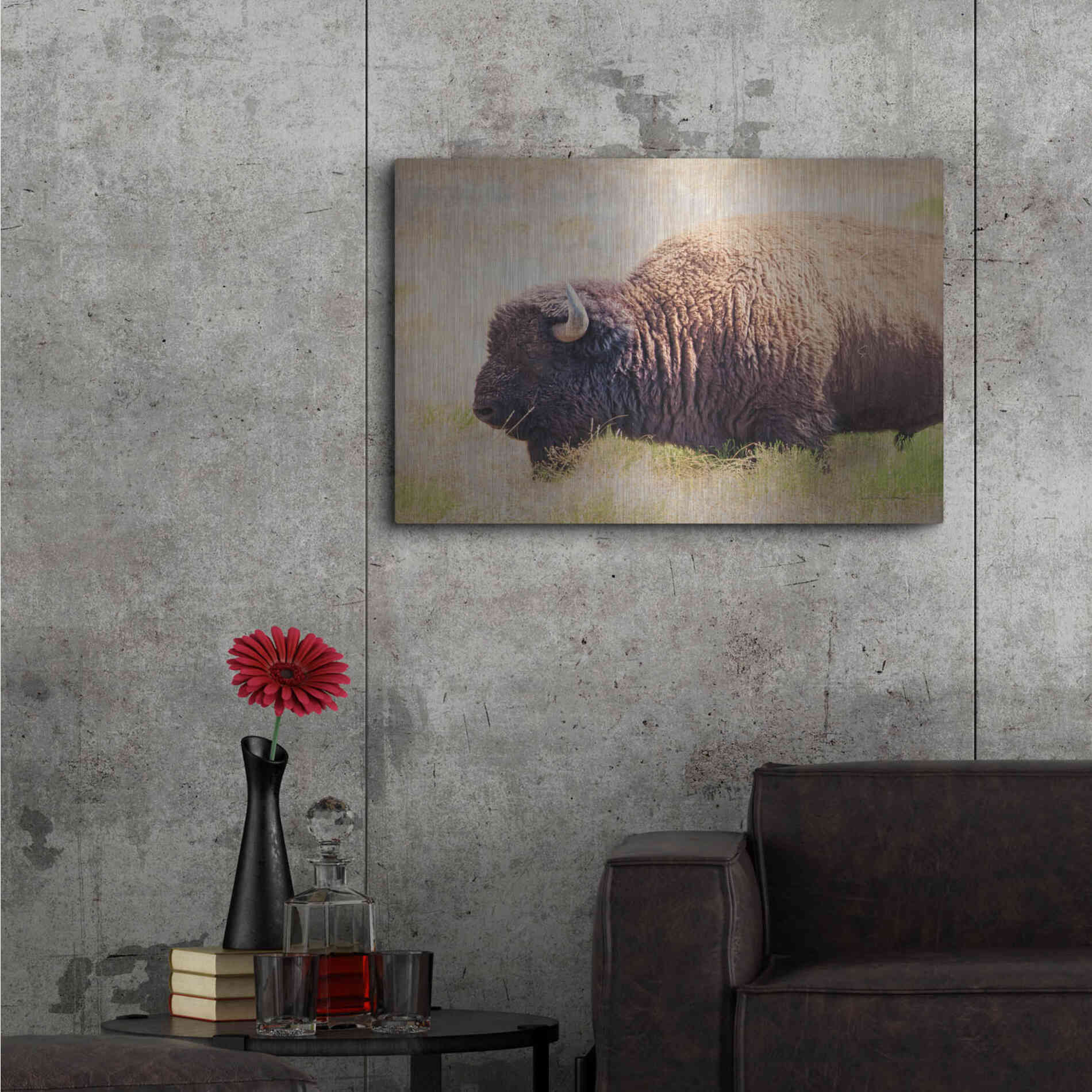 Luxe Metal Art 'Buffalo II' by Debra Van Swearingen, Metal Wall Art,36x24