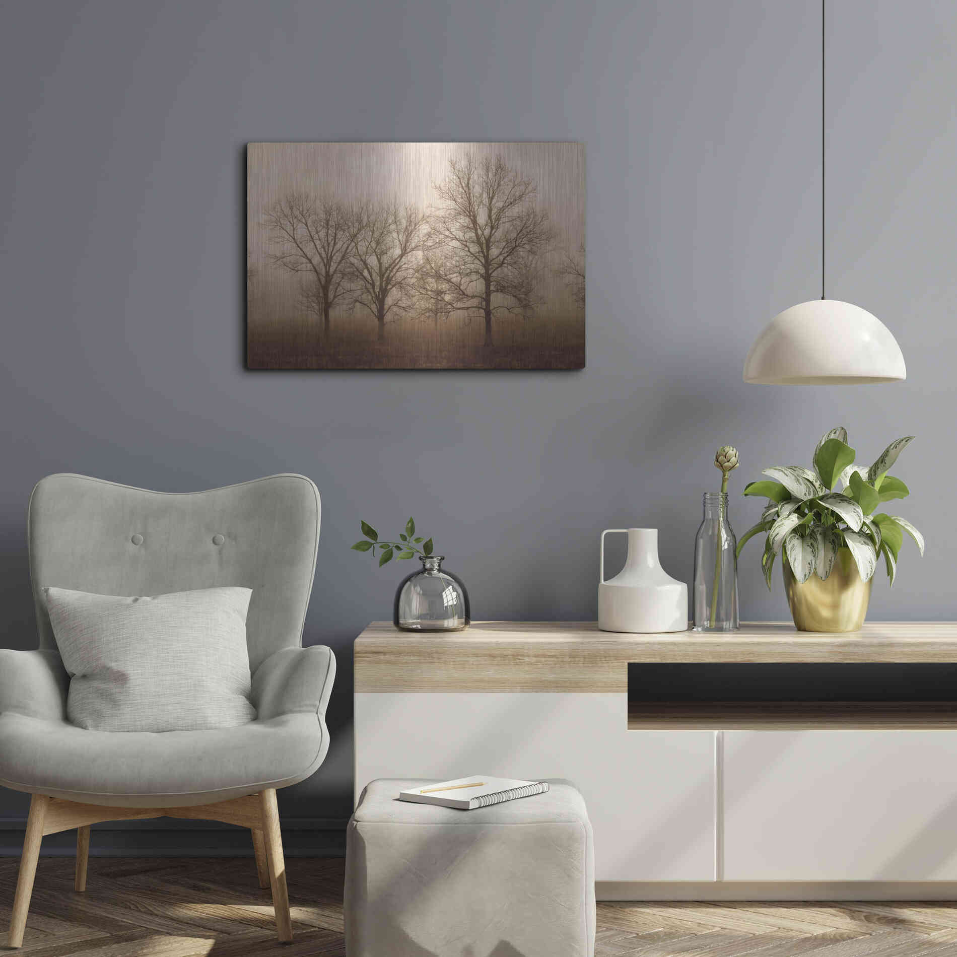 Luxe Metal Art 'Morning Calm III' by Debra Van Swearingen, Metal Wall Art,24x16