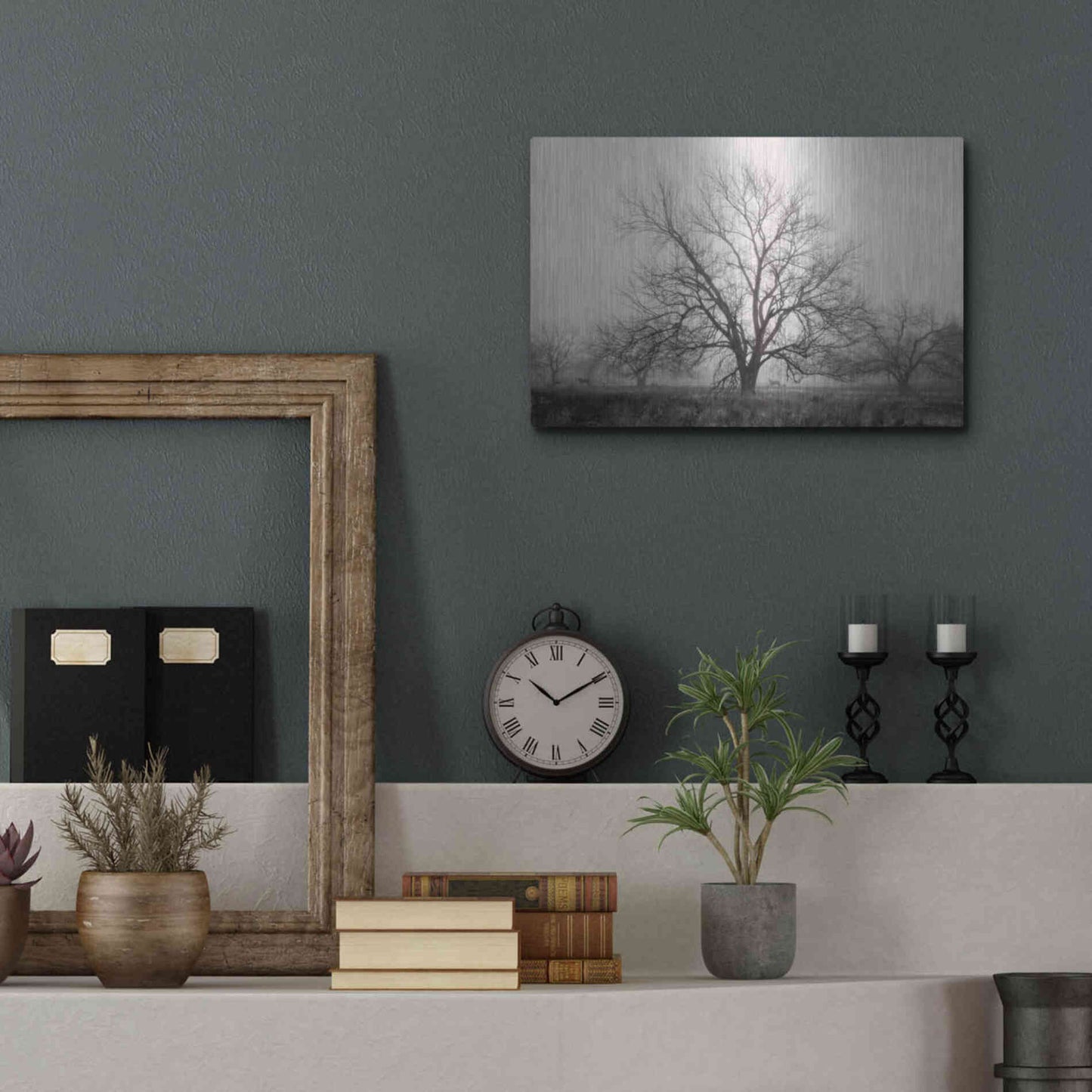 Luxe Metal Art 'Morning Calm I BW' by Debra Van Swearingen, Metal Wall Art,16x12