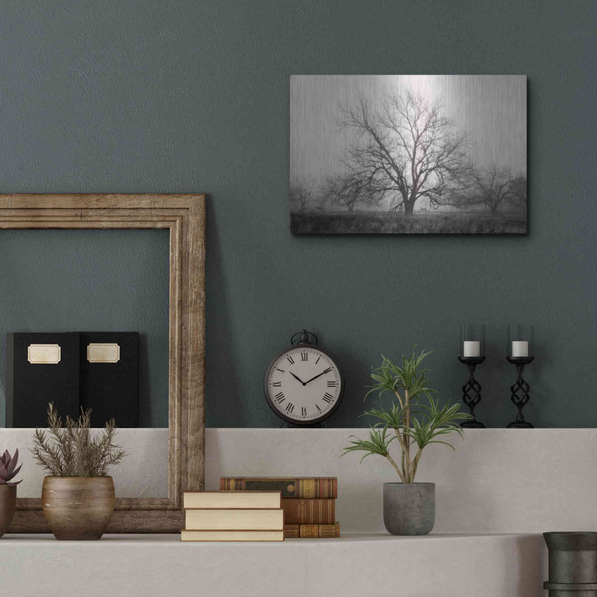 Luxe Metal Art 'Morning Calm I BW' by Debra Van Swearingen, Metal Wall Art,16x12