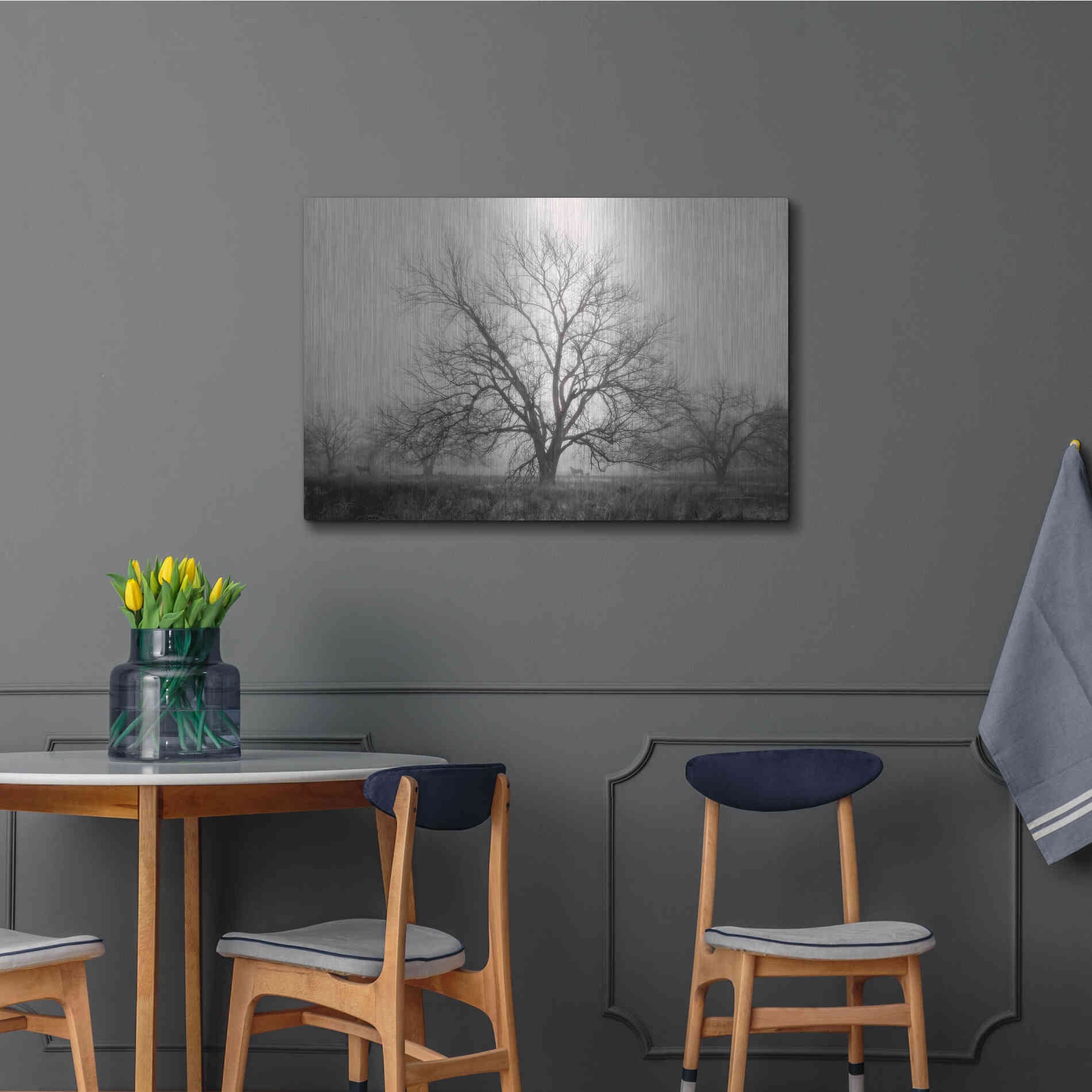 Luxe Metal Art 'Morning Calm I BW' by Debra Van Swearingen, Metal Wall Art,36x24