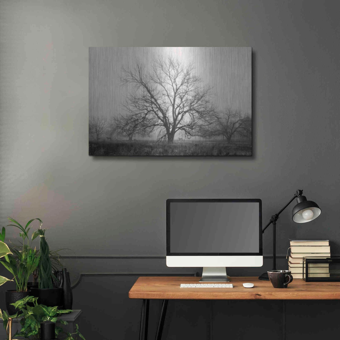Luxe Metal Art 'Morning Calm I BW' by Debra Van Swearingen, Metal Wall Art,36x24