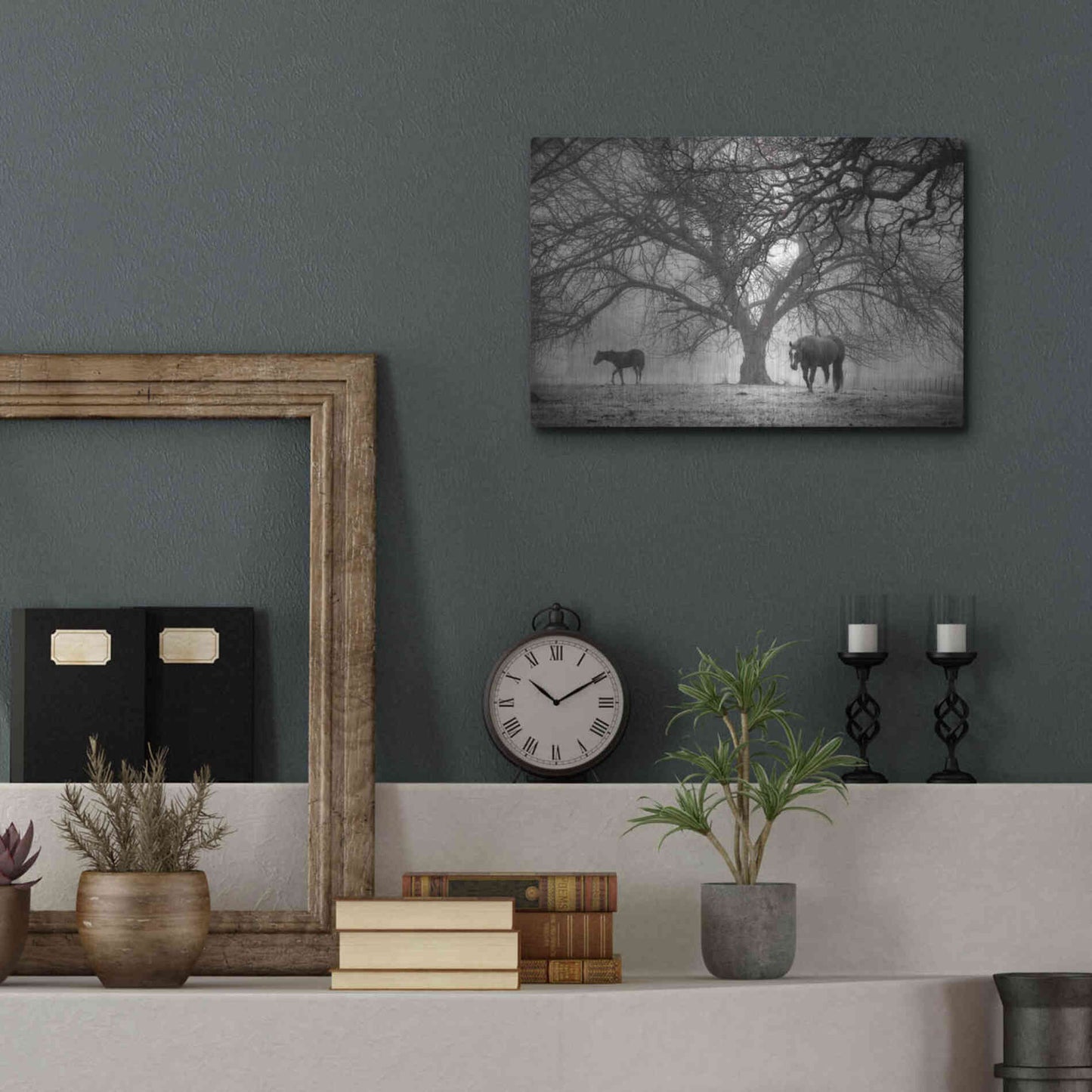 Luxe Metal Art 'Morning Calm II BW' by Debra Van Swearingen, Metal Wall Art,16x12