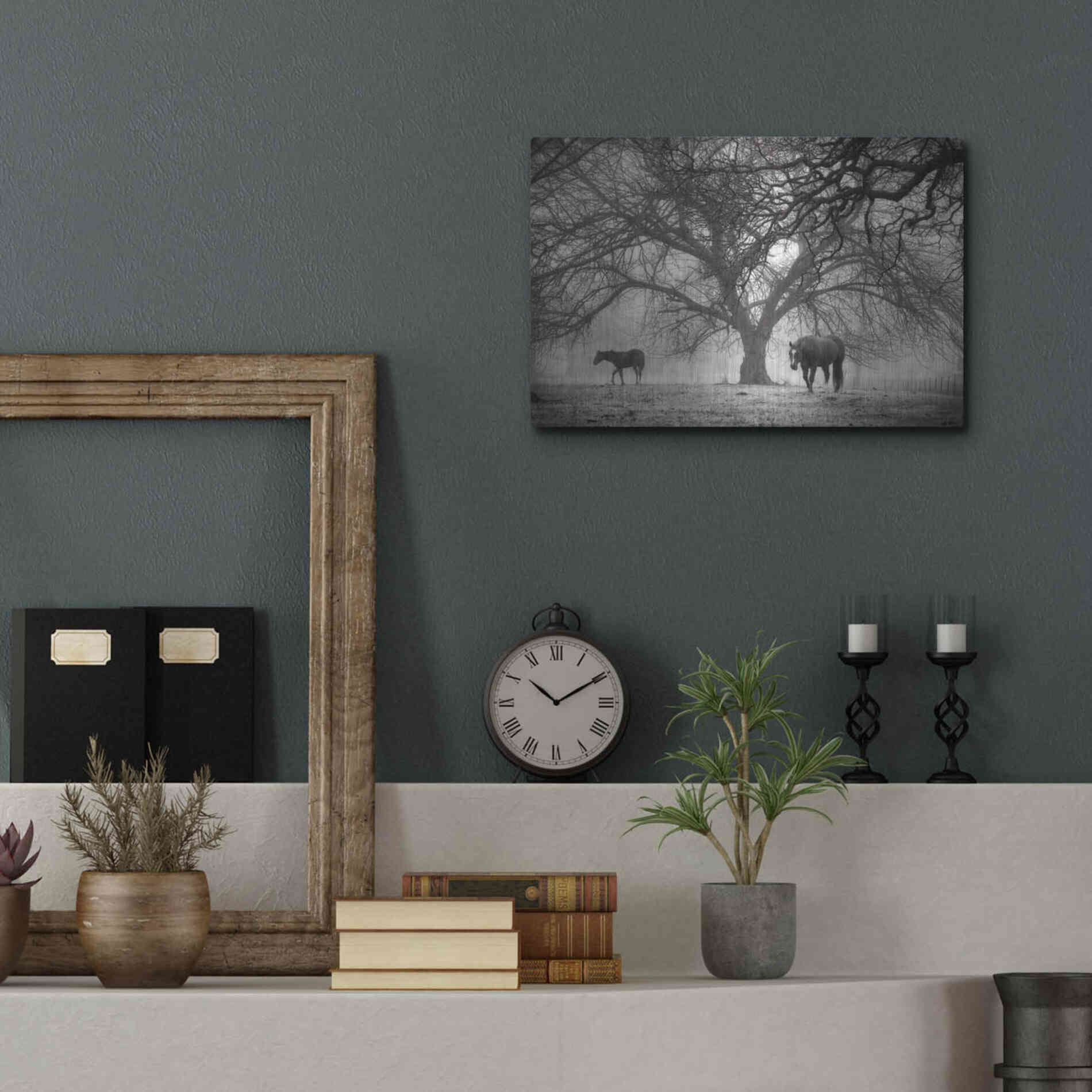 Luxe Metal Art 'Morning Calm II BW' by Debra Van Swearingen, Metal Wall Art,16x12