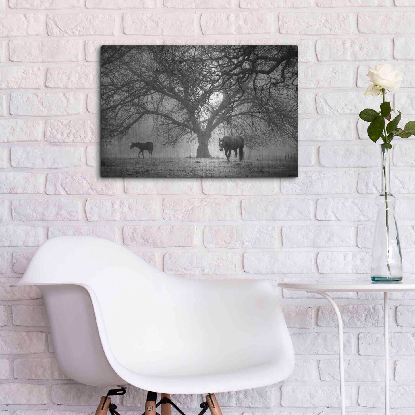 Luxe Metal Art 'Morning Calm II BW' by Debra Van Swearingen, Metal Wall Art,24x16