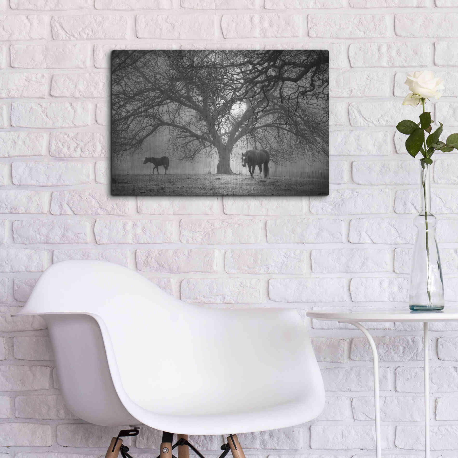 Luxe Metal Art 'Morning Calm II BW' by Debra Van Swearingen, Metal Wall Art,24x16