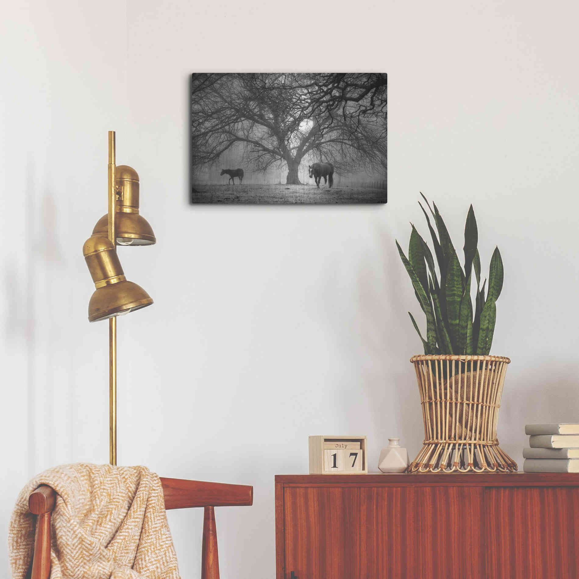 Luxe Metal Art 'Morning Calm II BW' by Debra Van Swearingen, Metal Wall Art,24x16