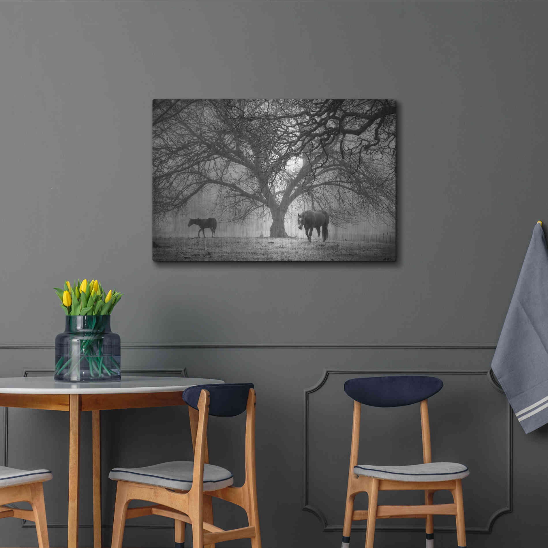 Luxe Metal Art 'Morning Calm II BW' by Debra Van Swearingen, Metal Wall Art,36x24