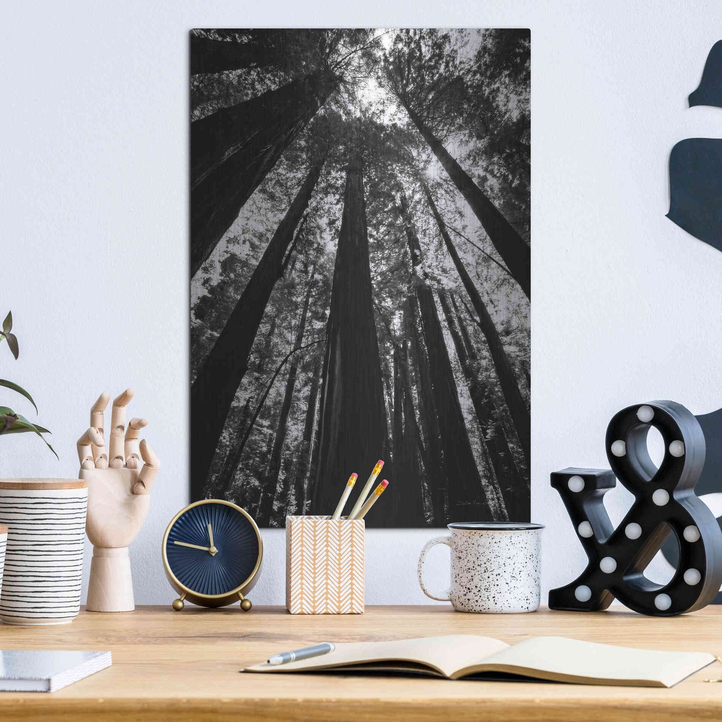 Luxe Metal Art 'The Stand BW' by Debra Van Swearingen, Metal Wall Art,12x16