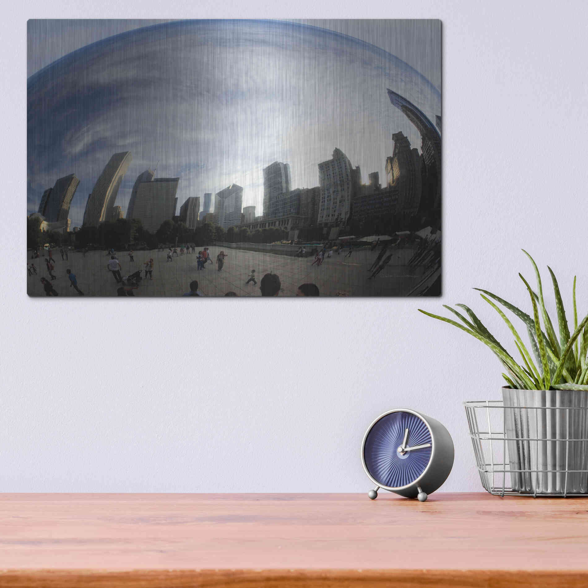 Luxe Metal Art 'The Bean Chicago' by Debra Van Swearingen, Metal Wall Art,16x12