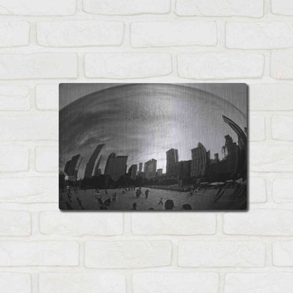 Luxe Metal Art 'The Bean Chicago BW' by Debra Van Swearingen, Metal Wall Art,16x12