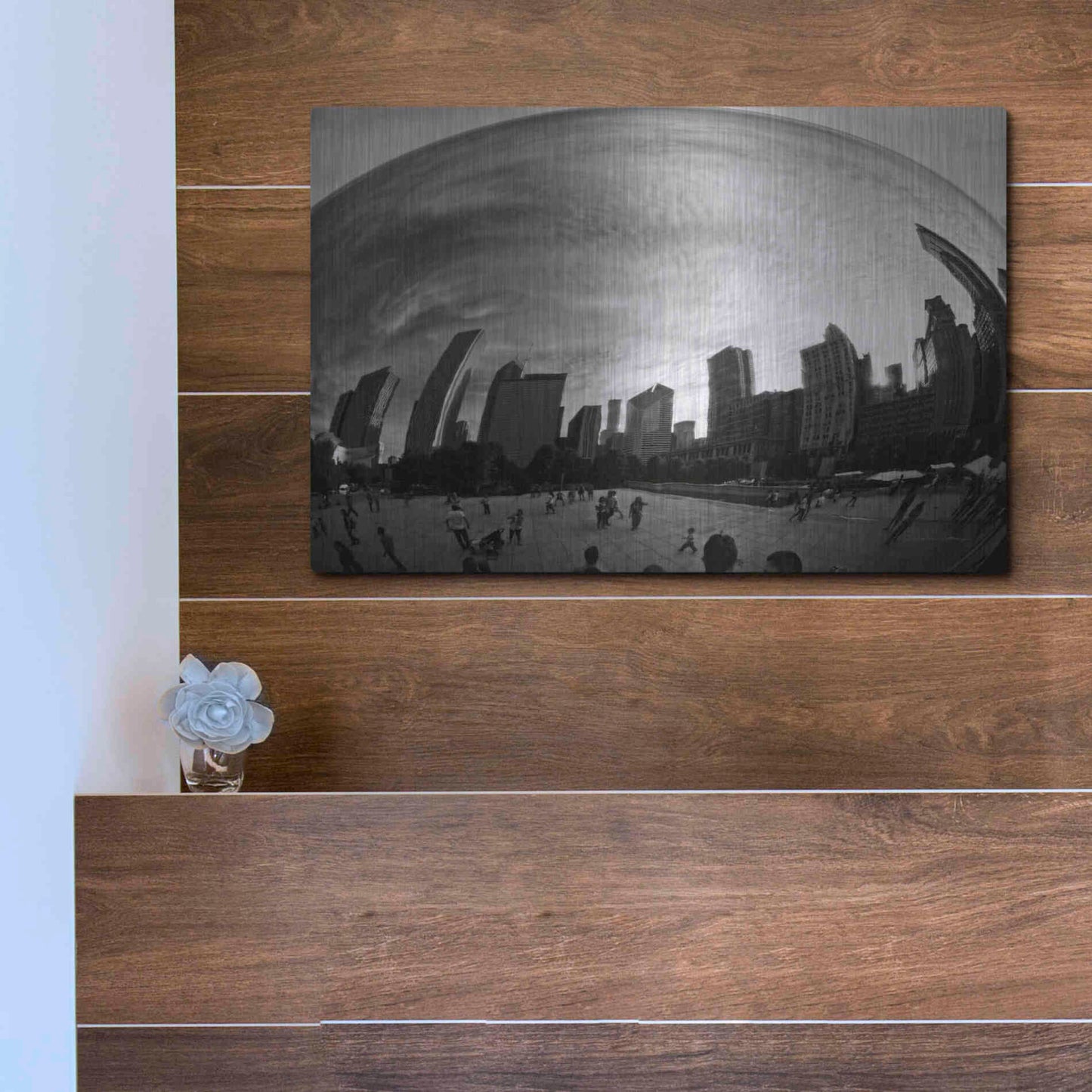 Luxe Metal Art 'The Bean Chicago BW' by Debra Van Swearingen, Metal Wall Art,16x12