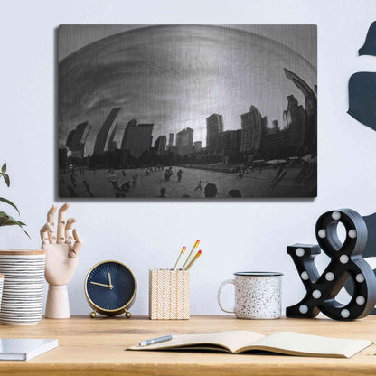 Luxe Metal Art 'The Bean Chicago BW' by Debra Van Swearingen, Metal Wall Art,16x12