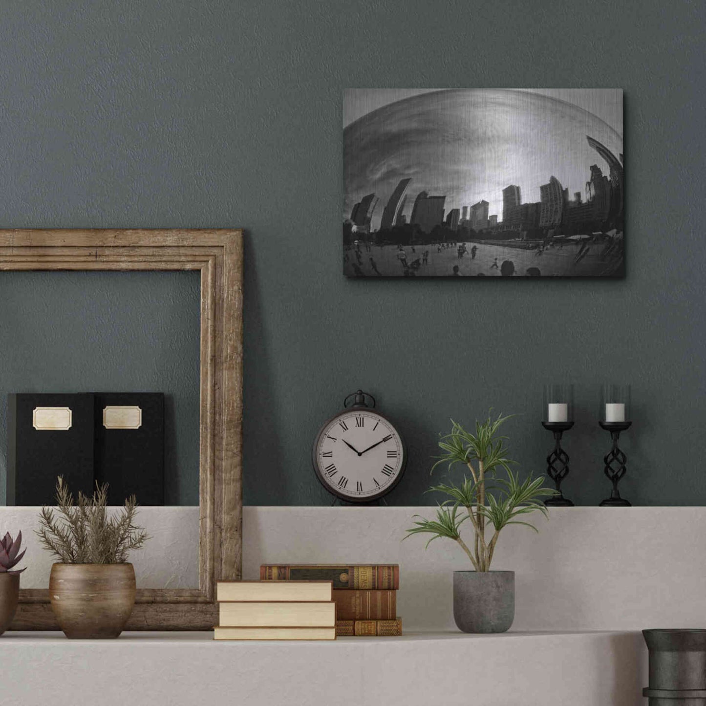 Luxe Metal Art 'The Bean Chicago BW' by Debra Van Swearingen, Metal Wall Art,16x12