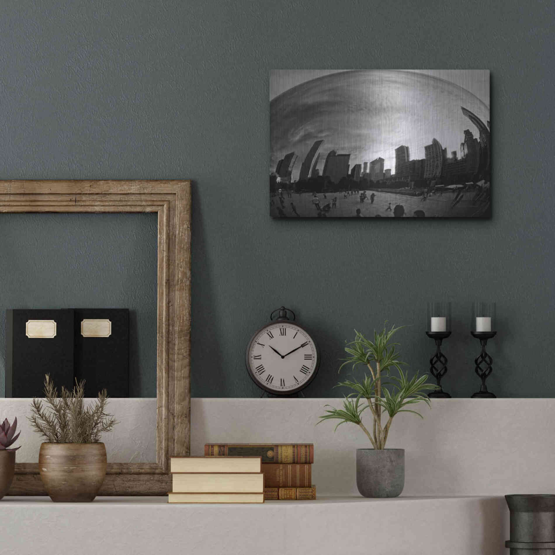 Luxe Metal Art 'The Bean Chicago BW' by Debra Van Swearingen, Metal Wall Art,16x12