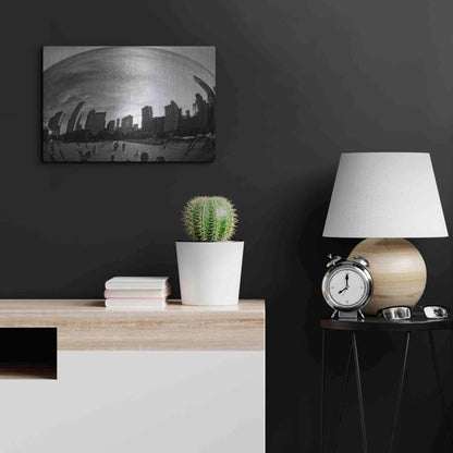 Luxe Metal Art 'The Bean Chicago BW' by Debra Van Swearingen, Metal Wall Art,24x16