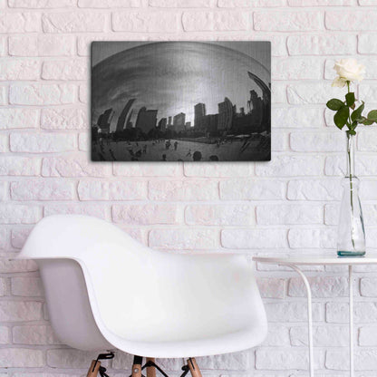Luxe Metal Art 'The Bean Chicago BW' by Debra Van Swearingen, Metal Wall Art,24x16