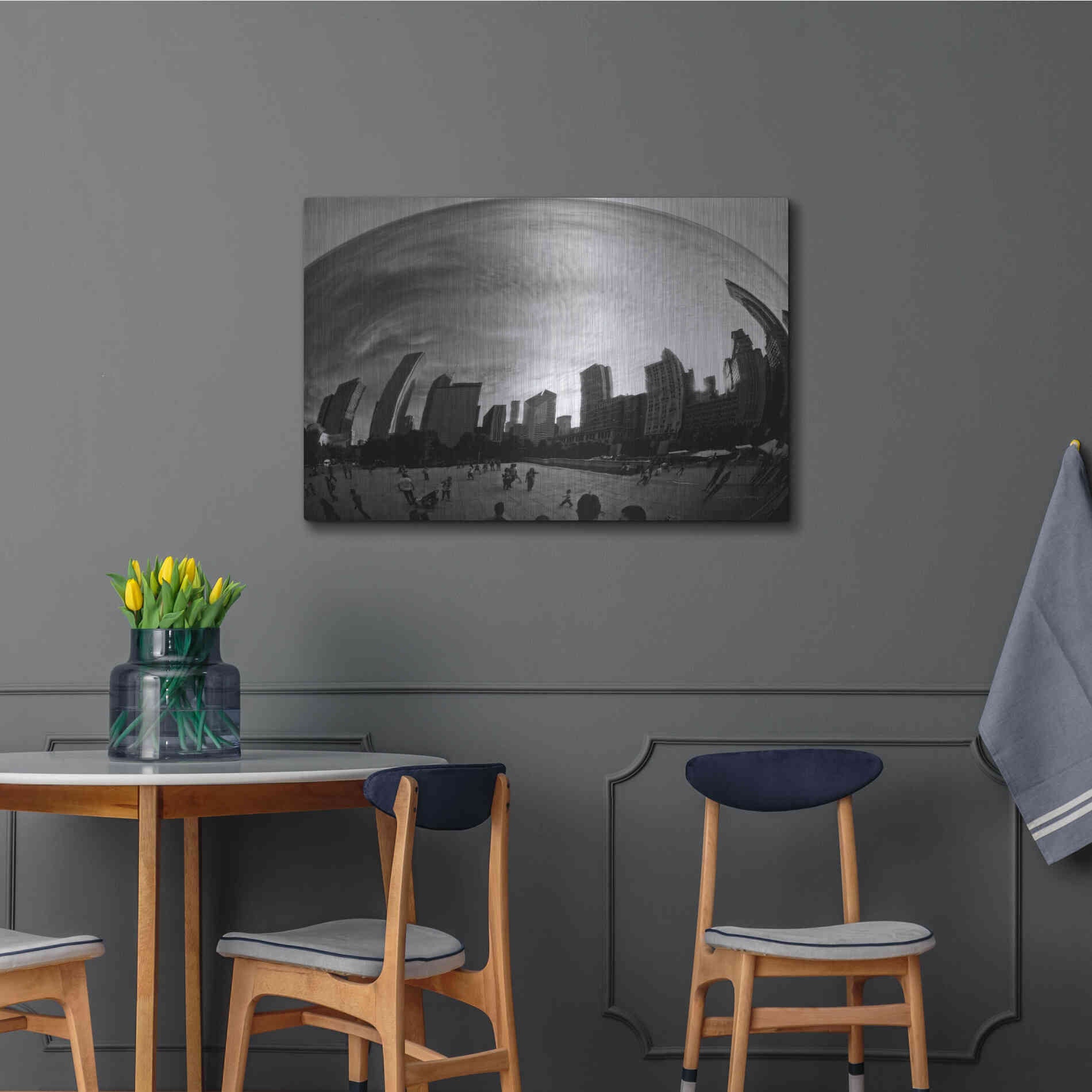 Luxe Metal Art 'The Bean Chicago BW' by Debra Van Swearingen, Metal Wall Art,36x24