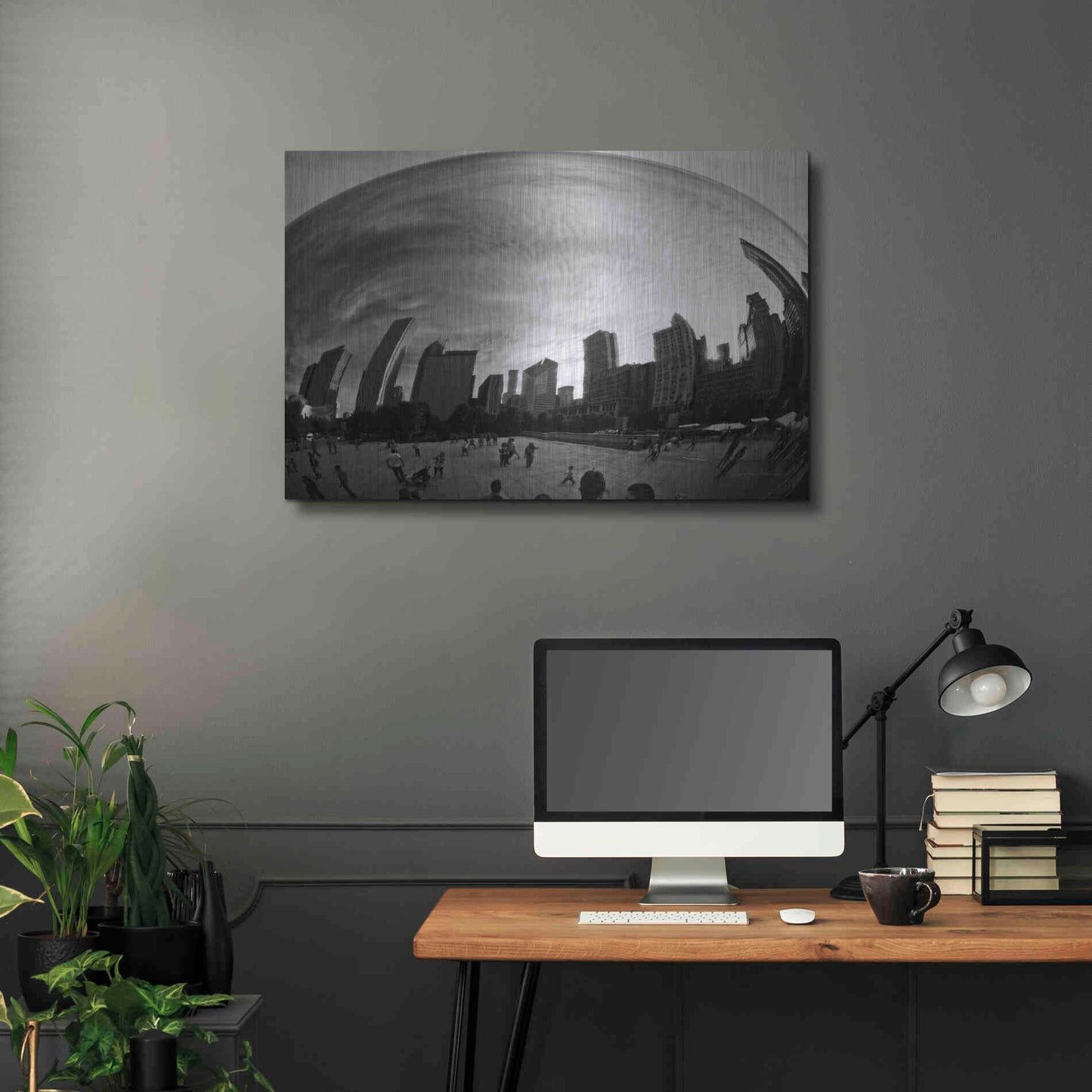 Luxe Metal Art 'The Bean Chicago BW' by Debra Van Swearingen, Metal Wall Art,36x24