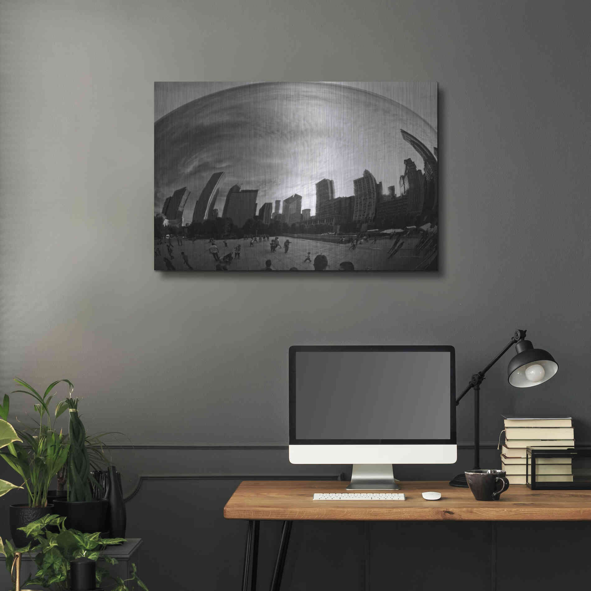 Luxe Metal Art 'The Bean Chicago BW' by Debra Van Swearingen, Metal Wall Art,36x24