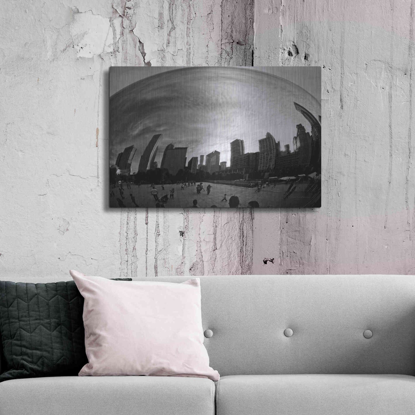 Luxe Metal Art 'The Bean Chicago BW' by Debra Van Swearingen, Metal Wall Art,36x24