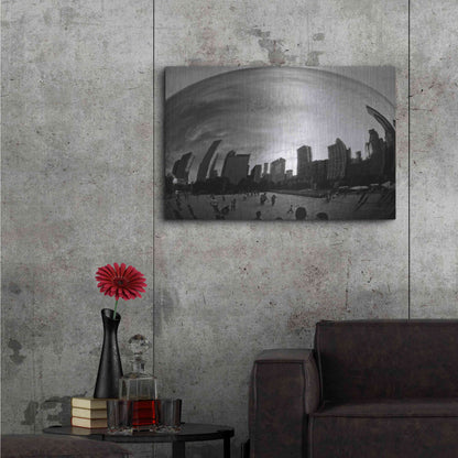 Luxe Metal Art 'The Bean Chicago BW' by Debra Van Swearingen, Metal Wall Art,36x24