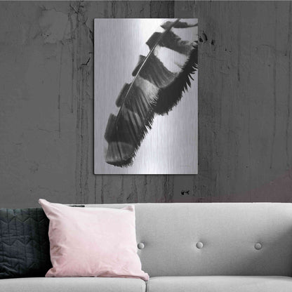 Luxe Metal Art 'Feather Shadow II White' by Debra Van Swearingen, Metal Wall Art,24x36