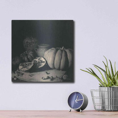 Luxe Metal Art 'Pumpkin and Pomegranate' by Debra Van Swearingen, Metal Wall Art,12x12