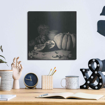 Luxe Metal Art 'Pumpkin and Pomegranate' by Debra Van Swearingen, Metal Wall Art,12x12