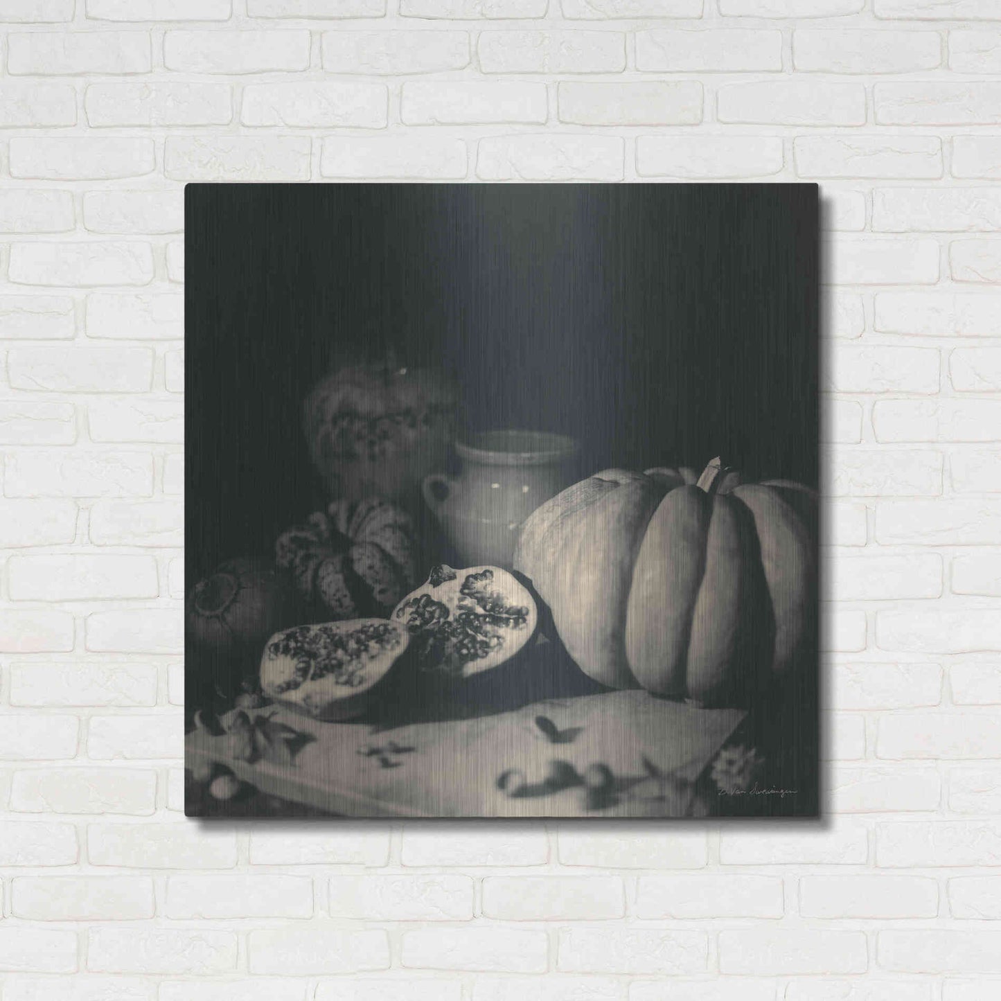 Luxe Metal Art 'Pumpkin and Pomegranate' by Debra Van Swearingen, Metal Wall Art,36x36