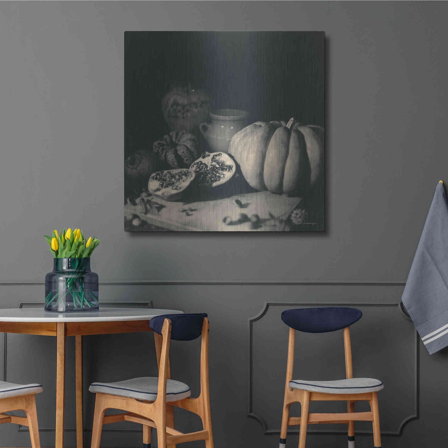 Luxe Metal Art 'Pumpkin and Pomegranate' by Debra Van Swearingen, Metal Wall Art,36x36