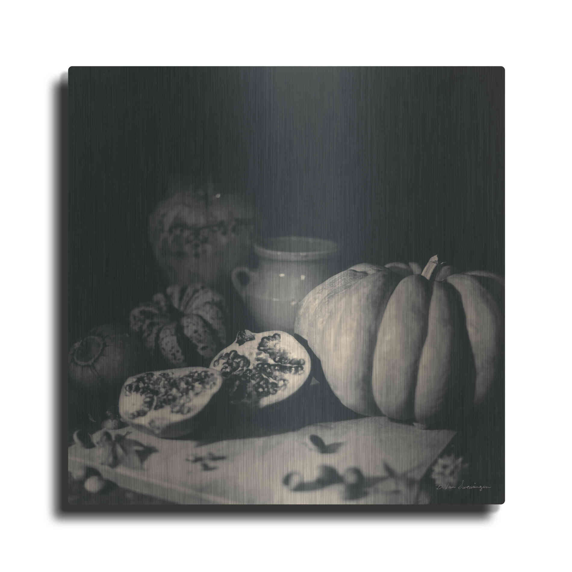 Luxe Metal Art 'Pumpkin and Pomegranate' by Debra Van Swearingen, Metal Wall Art