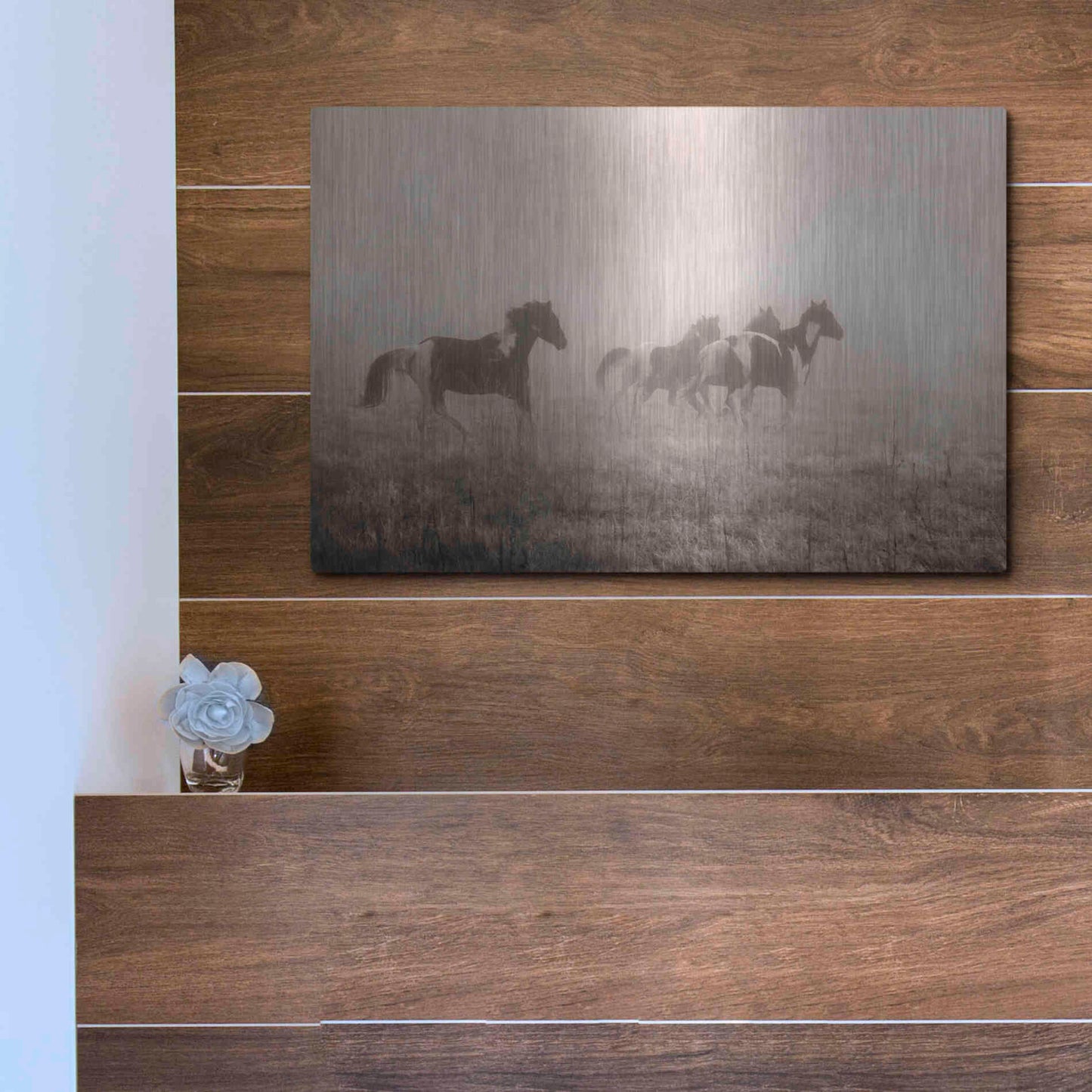 Luxe Metal Art 'Painted Horses on the Run' by Debra Van Swearingen, Metal Wall Art,16x12