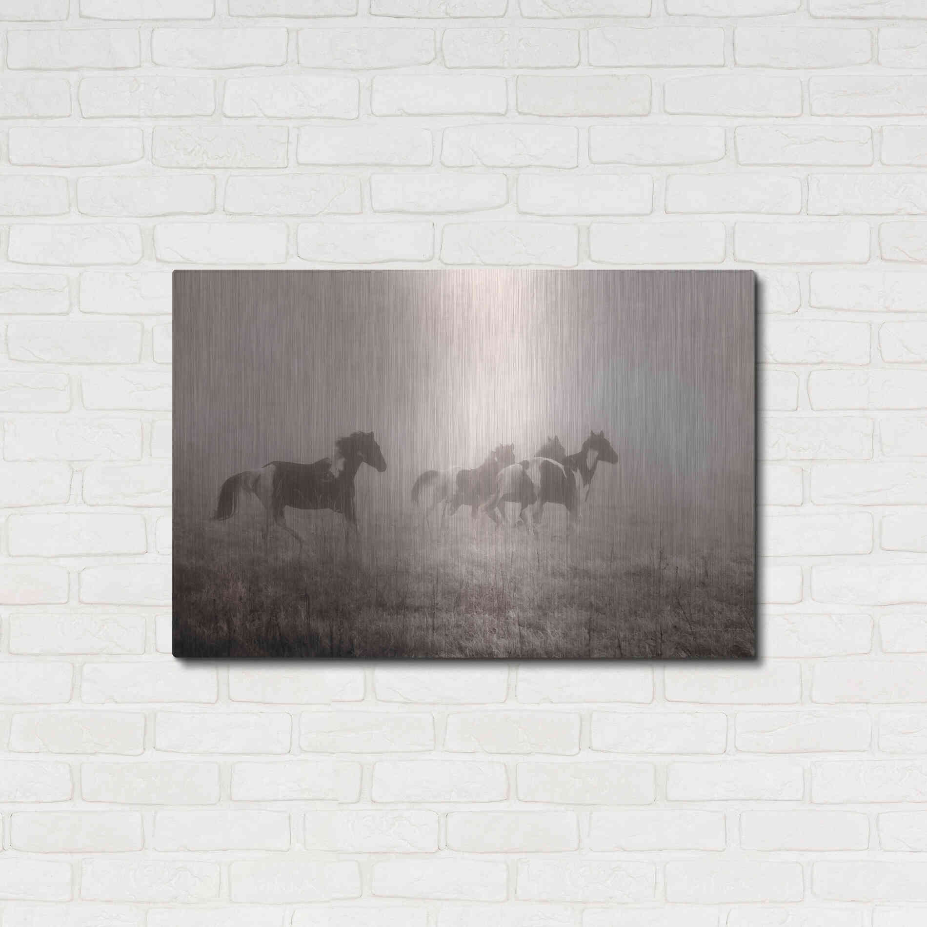 Luxe Metal Art 'Painted Horses on the Run' by Debra Van Swearingen, Metal Wall Art,36x24