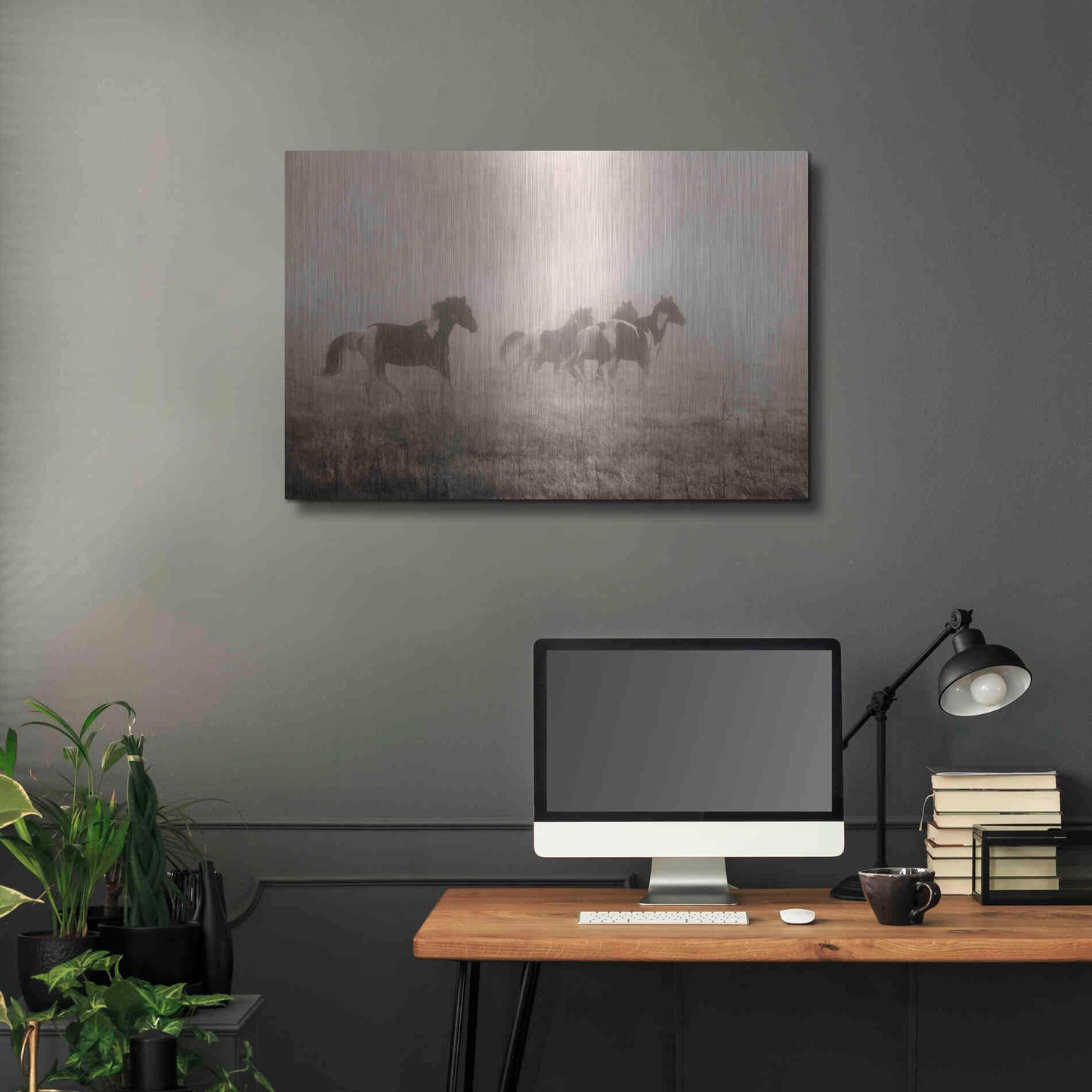 Luxe Metal Art 'Painted Horses on the Run' by Debra Van Swearingen, Metal Wall Art,36x24