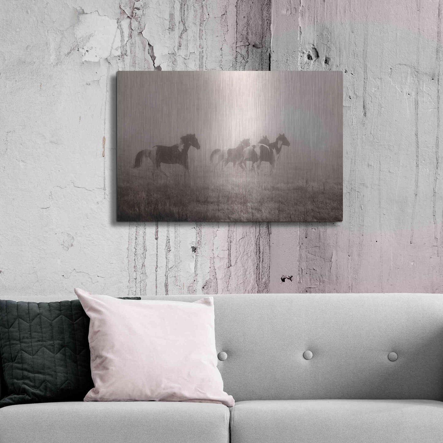 Luxe Metal Art 'Painted Horses on the Run' by Debra Van Swearingen, Metal Wall Art,36x24