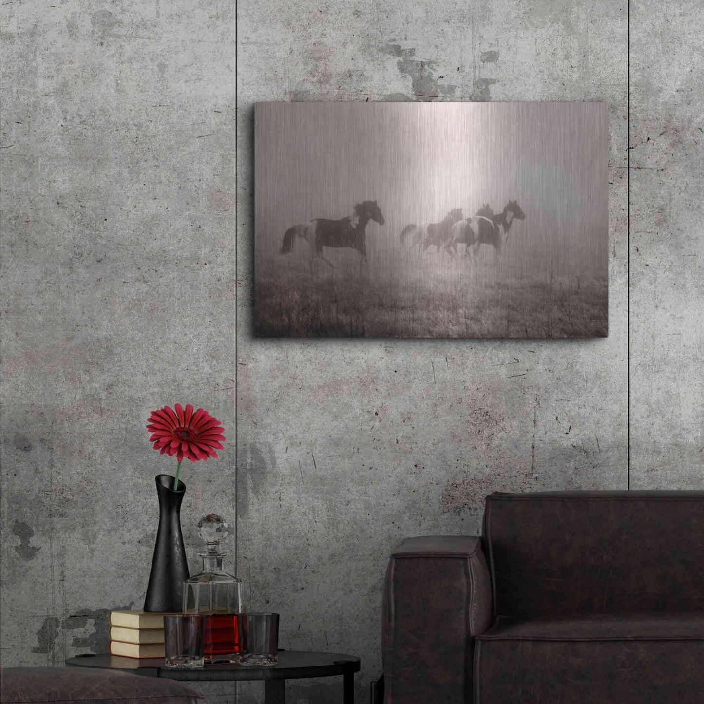 Luxe Metal Art 'Painted Horses on the Run' by Debra Van Swearingen, Metal Wall Art,36x24