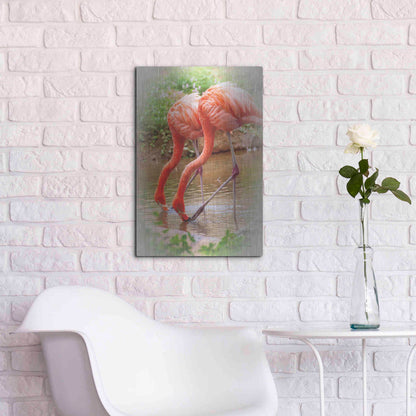 Luxe Metal Art 'Two Flamingos' by Debra Van Swearingen, Metal Wall Art,16x24